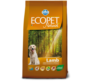 Ecopet Natural LAMB MEDIUM - Полнорационный сухой корм для взрослых собак с проблемами пищеварения и аллергиями ЯГНЕНОК. 12кг.