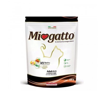 Miogatto Adult сухой корм для взрослых кошек с телятиной и ячменем 400 гр.