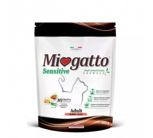 Miogatto Adult Sensitive сухой корм для взрослых кошек с лососем. 400 гр.