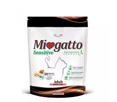 Miogatto Adult Sensitive сухой корм для взрослых кошек с лососем. 400 гр.