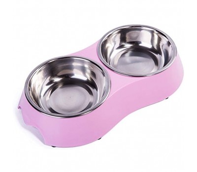 Миска для собак и кошек из нержавеющей стали (Розовая) 0.35 и 0.16л.