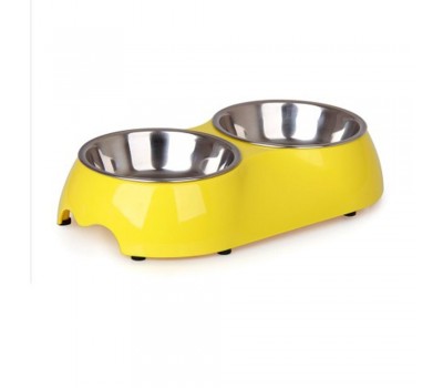Миска для собак и кошек из нержавеющей стали (Желтая) 0.35 и 0.16л.