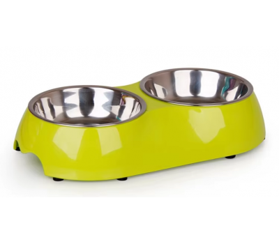 Миска для собак и кошек из нержавеющей стали (Зеленая) 0.35 и 0.16л.