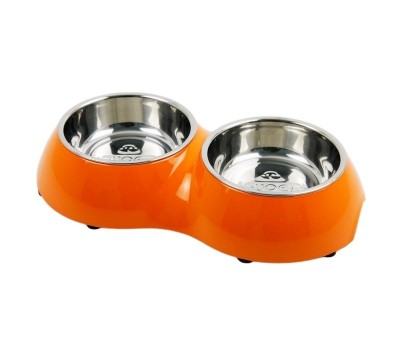 Миска для собак и кошек из нержавеющей стали (Оранжевая) 0.35 и 0.16л.