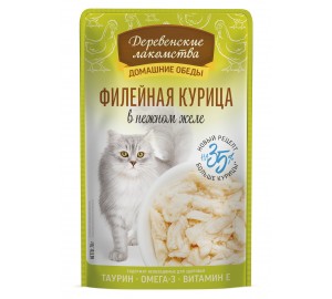 Пауч для кошек Деревенские лак-ва 70г.  ФИЛЕЙНАЯ  КУРИЦА в нежном желе 1*12шт.