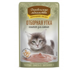 Пауч для КОТЯТ Деревенские лак-ва 70г.  ОТБОРНАЯ  УТКА  паштет 1*12шт.
