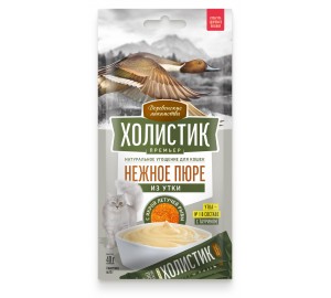 Деревенские лакомства 4х0,01кг Холистик Премьер Нежное пюре из утки с икрой летучей рыбы для кошек