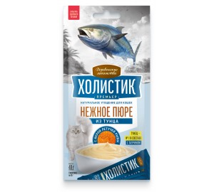 Деревенские лакомства 4х0,01кг Холистик Премьер Нежное пюре из тунца с икрой летучей рыбы для кошек