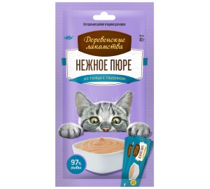 Дерев. лакомство для КОШЕК  нежное ПЮРЕ из ТУНЦА 4*10гр.