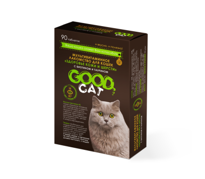 GOOD CAT. «ЗДОРОВЬЕ КОЖИ И ШЕРСТИ» мультивитаминное лакомство для кошек с биотином и таурином