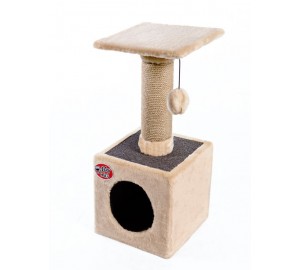 Домик для кошек "МИНИ" когтеточка, полка, игрушка (030) 32*32*65см.