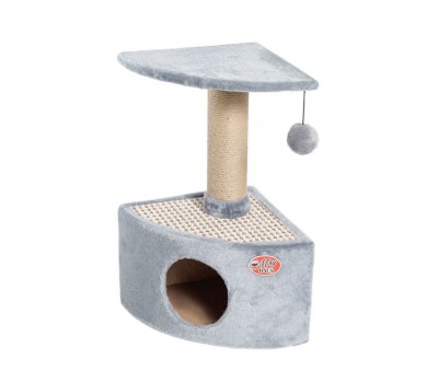 Домик для кошек "УГЛОВОЙ" когтеточка столбик, полка, игрушка (031) 39*39*70см.